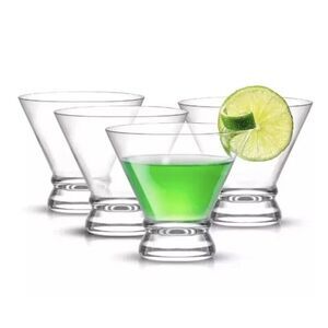 Afina Joyjolt Barware Set Of 4 Cocktail Glasses 8oz Stemless Martini Glasses NEW